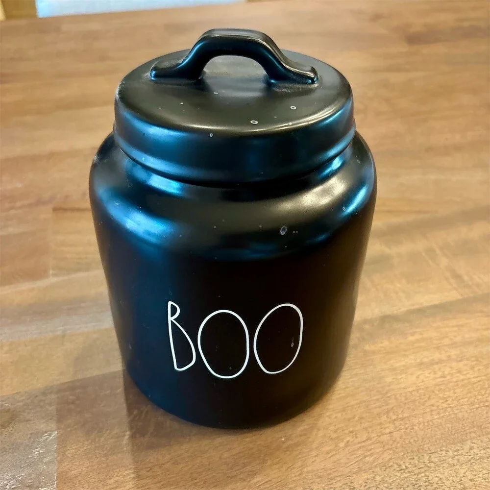 Rae Dunn BOO Halloween Canister w/ Lid Black Kitchen Countertop Storage